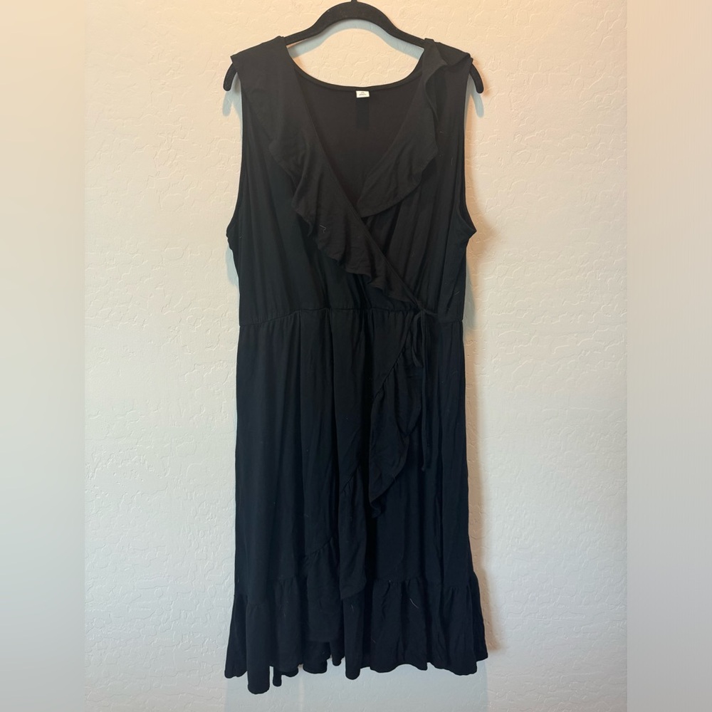 Old Navy Black Ruffle Wrap Dress - 2X